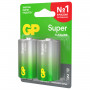 Батарейки GP Super, D (LR20, 13 А), алкалиновые, комплект 2 шт., в блистере