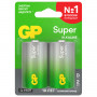 Батарейки GP Super, D (LR20, 13 А), алкалиновые, комплект 2 шт., в блистере