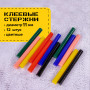 Клеевые стержни, диаметр 11 мм, длина 100 мм, цветные (ассорти), КОМПЛЕКТ 12 штук, 6 цветов, BRAUBERG, блистер, 670317