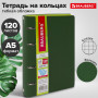 Тетрадь на кольцах А5 (180х220 мм), 120 л., под фактурную кожу, BRAUBERG Joy, зелёный/светло-зелёный, 129991