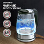 Чайник SONNEN KT-1788, 1,7 л, 2200 Вт, закрытый нагревательный элемент, стекло, черный, подсветка, 454349