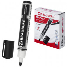 Маркер для доски BRAUBERG Neo, ЧЕРНЫЙ, с клипом, круглый наконечник, 5 мм, 150487