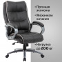 Кресло офисное BRABIX PREMIUM Strong HD-009, НАГРУЗКА до 200 кг, экокожа черная, ткань серая, 531945