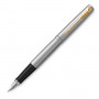 Ручка перьевая PARKER Jotter Stainless Steel GT, корпус серебристый, позолоченные детали, синяя, 2030948