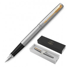 Ручка перьевая PARKER Jotter Stainless Steel GT, корпус серебристый, позолоченные детали, синяя, 2030948