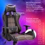 Кресло компьютерное BRABIX GT Racer GM-100, две подушки, ткань, экокожа, черное/коричневое, 531819