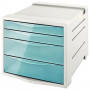 Блок из 4 закрытых лотков для бумаги, настольный, ESSELTE Colour'Ice, 285х245х365 мм, голубой, 626284