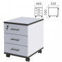 Тумба подкатная Монолит, 400х520х530 мм, 3 ящика, замок, цвет серый, ТМ25.11