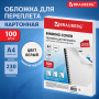 Обложки картонные для переплета, А4, КОМПЛЕКТ 100 шт., тиснение под кожу, 230 г/м2, белые, BRAUBERG, 530838