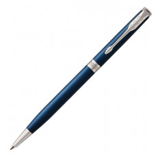 Ручка шариковая PARKER Sonnet Core Subtle Blue Lacquer CT Slim, тонкая, корпус синий глянцевый лак, палладиевые детали, черная, 1945365