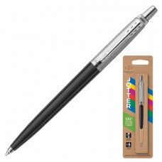 Ручка шариковая PARKER Jotter Plastic CT, корпус черный, детали из нержавеющей стали, блистер, синяя, 2096873