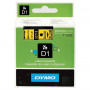 Картридж для принтеров этикеток DYMO D1, 24 мм х 7 м, лента пластиковая, чёрный шрифт, желтый фон, S0720980