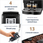 Кофемашина DELONGHI ECAM 22.110.B, 1450 Вт, объем 1,8 л, емкость для зерен 250 г, ручной капучинатор, черная, EСAM 22.110.B
