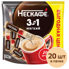 Кофе растворимый NESCAFE 3 в 1 Мягкий, 20 пакетиков по 14,5 г (упаковка 320 г), 12235480
