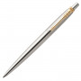 Ручка гелевая PARKER Jotter Stainless Steel GT, корпус серебристый, позолоченные детали, черная, 2020647