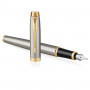 Ручка перьевая PARKER IM Core Brushed Metal GT, корпус серебристый матовый лак, позолоченные детали, синяя, 1931649