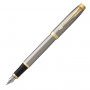 Ручка перьевая PARKER IM Core Brushed Metal GT, корпус серебристый матовый лак, позолоченные детали, синяя, 1931649