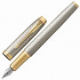 Ручка перьевая PARKER IM Premium Warm Silver GT, корпус серебристый матовый с гравировкой, позолоченные детали, синяя, 1931684