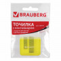 Точилка BRAUBERG Chief с контейнером, пластиковая, прямоугольная, 2 отверстия, с крышкой, ассорти, 226942