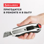 Нож канцелярский мощный 18 мм BRAUBERG Heavy duty, автофиксатор, резиновые вставки, металл, 237158