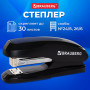 Степлер №24/6, 26/6 BRAUBERG Super, до 30 листов, черно-синий, 229084