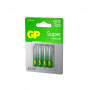 Батарейки КОМПЛЕКТ 4 шт., GP Super, AAA (LR03, 24А), алкалиновые, мизинчиковые, блистер, 24A-2CR4