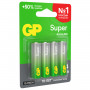 Батарейки КОМПЛЕКТ 4 шт., GP Super, AA (LR06, 15А), алкалиновые, пальчиковые, блистер