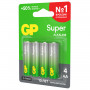 Батарейки КОМПЛЕКТ 4 шт., GP Super, AA (LR06, 15А), алкалиновые, пальчиковые, блистер