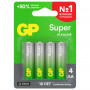Батарейки КОМПЛЕКТ 4 шт., GP Super, AA (LR06, 15А), алкалиновые, пальчиковые, блистер