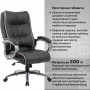 Кресло офисное BRABIX PREMIUM Strong HD-009, НАГРУЗКА до 200 кг, экокожа черная, ткань серая, 531945