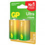Батарейки GP Ultra, D (LR20, 13А), алкалиновые, комплект 2 шт., в блистере, 13AU-CR2