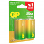 Батарейки GP Ultra, D (LR20, 13А), алкалиновые, комплект 2 шт., в блистере, 13AU-CR2
