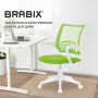 Кресло BRABIX Fly MG-396W, с подлокотниками, пластик белый, сетка, салатовое, 532403, MG-396W_532403