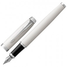 Ручка перьевая PARKER IM Core White Lacquer CT, корпус белый глянцевый лак, хромированные детали, синяя, 1931672
