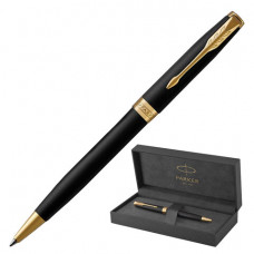 Ручка шариковая PARKER Sonnet Core Matt Black GT, корпус черный матовый лак, позолоченные детали, черная, 1931519