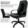Кресло офисное BRABIX Strike EX-525, экокожа черная/синяя, ткань серая, TW, 531378